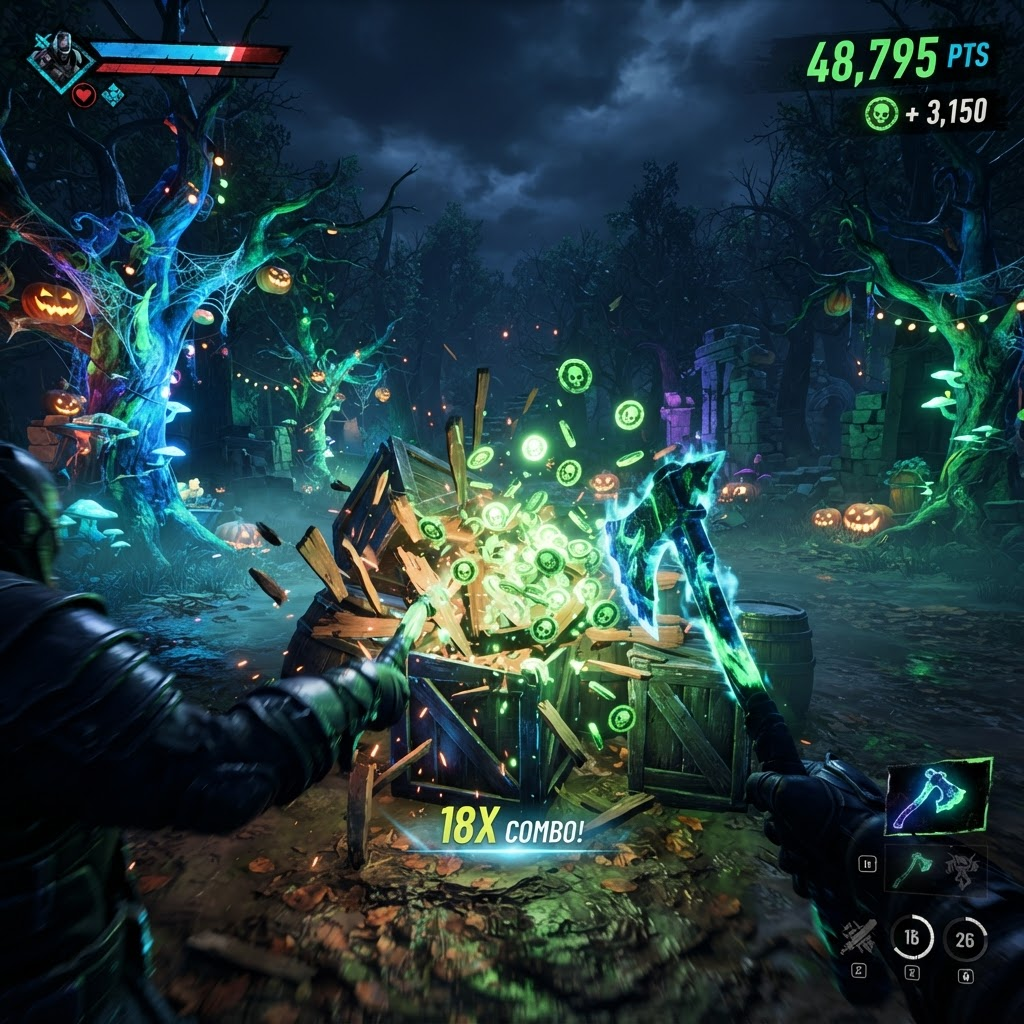 Hatchet Chop gameplay concept — chopping objects that burst into coins