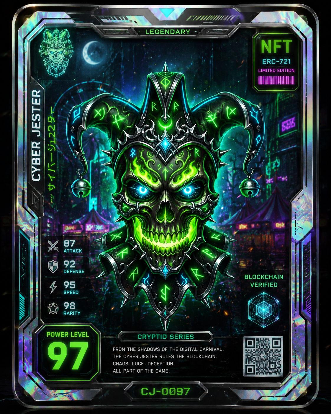 Cyber Jester — Hatchet Coin NFT collectible card